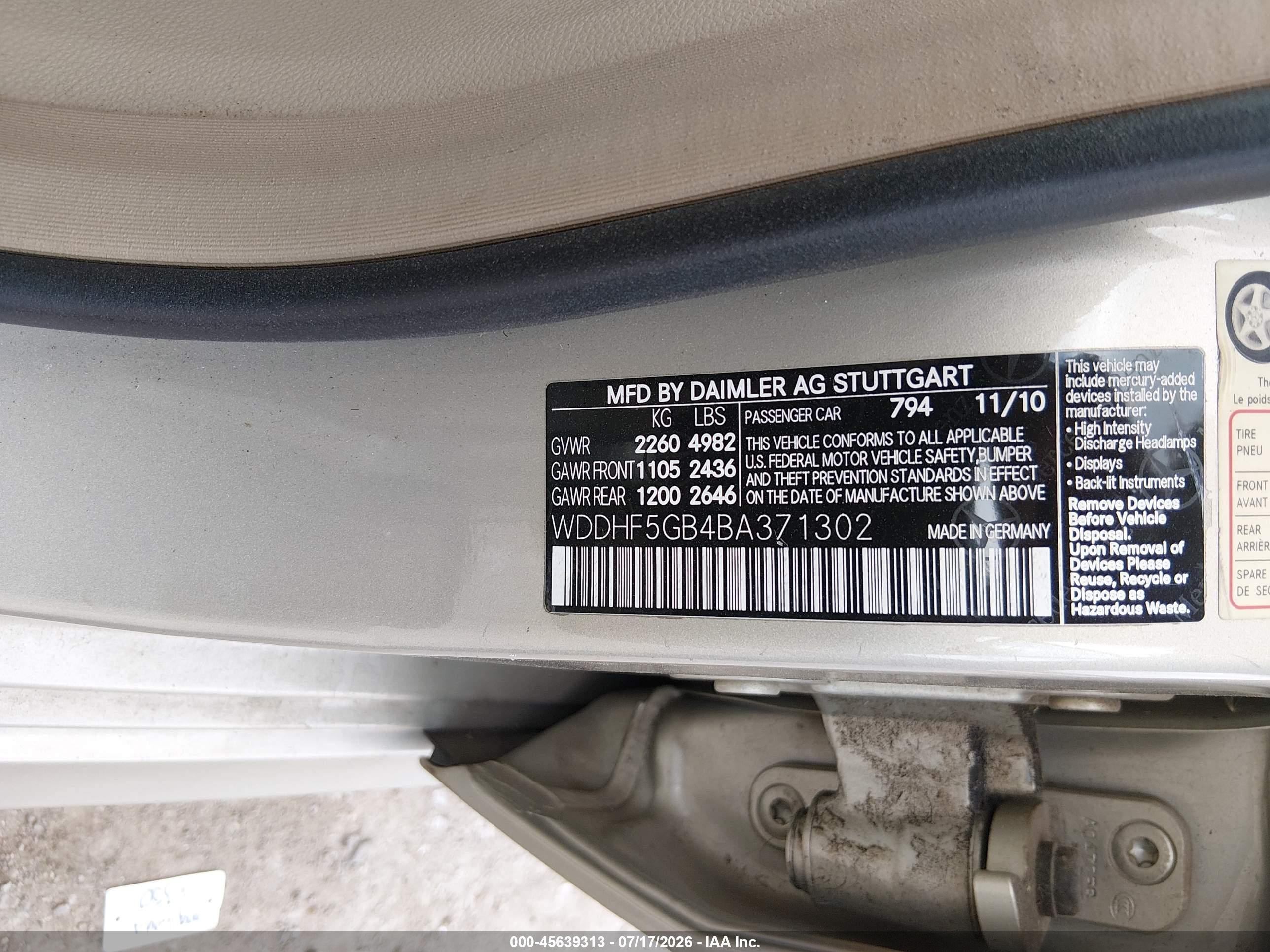 2011 MERCEDES-BENZ E 350 E350