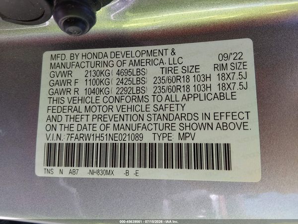 2022 HONDA CR-V 2WD EX