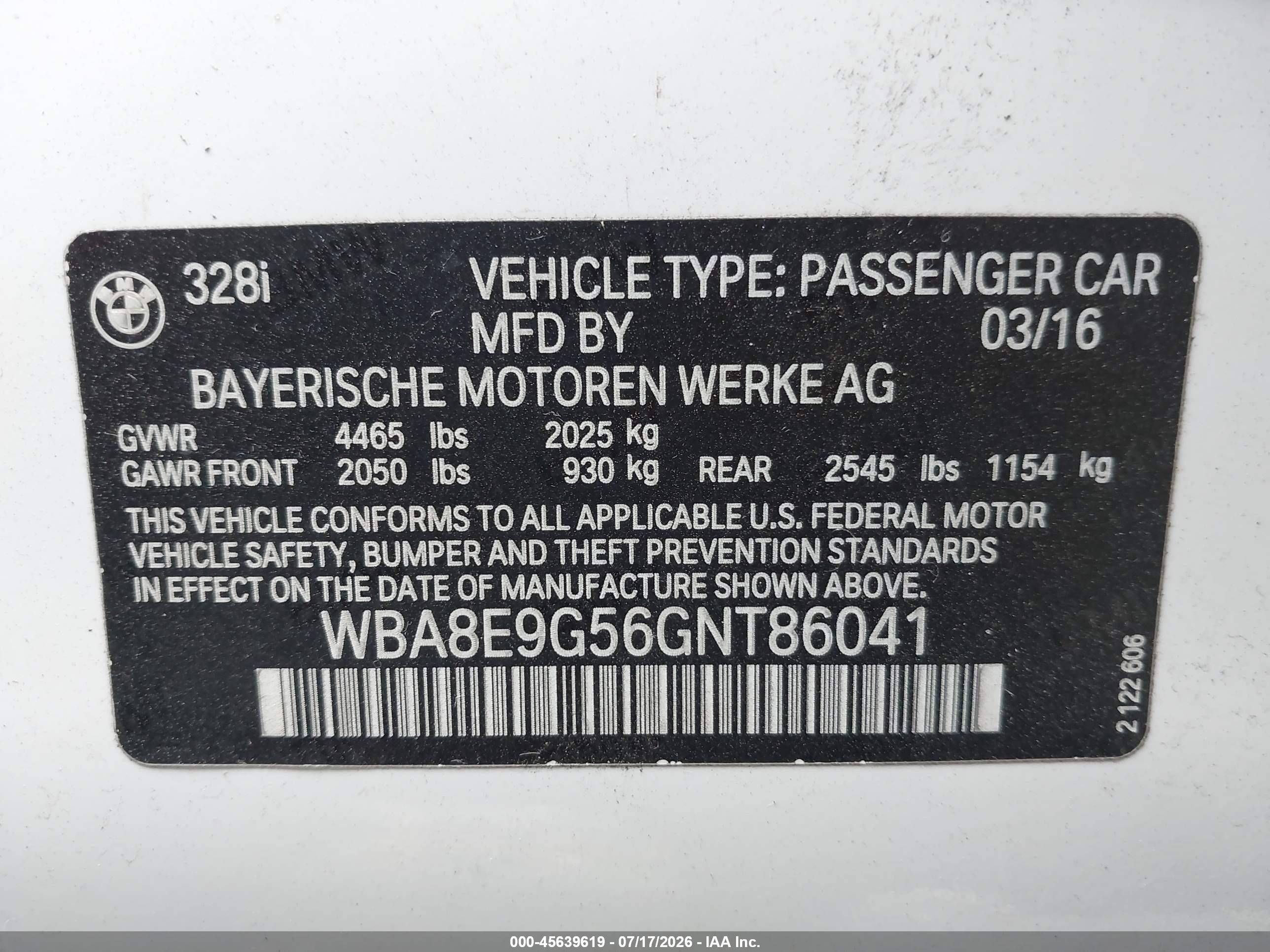 2016 BMW 328I SA