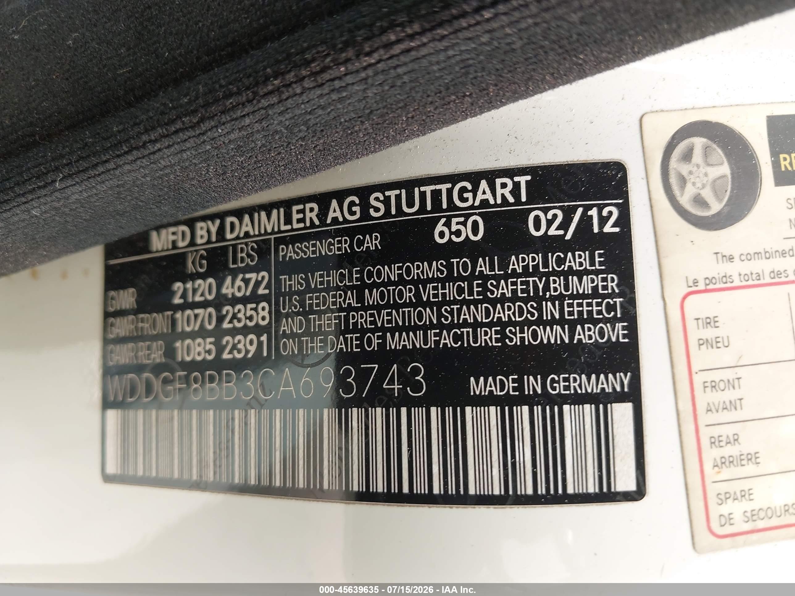 2012 MERCEDES-BENZ C 300