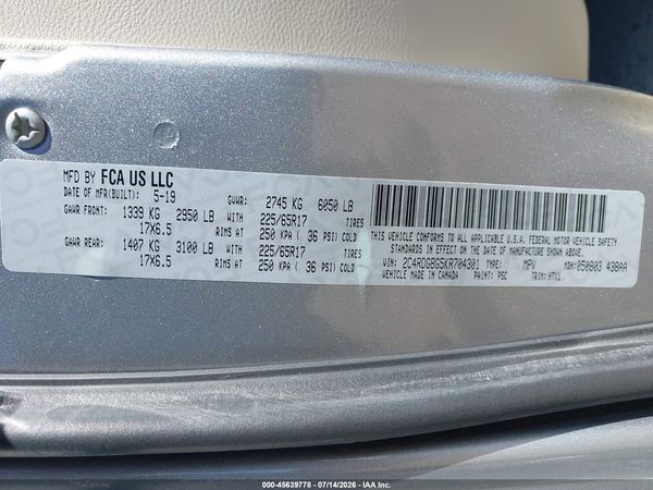 2019 DODGE GRAND CARAVAN SE
