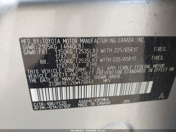 2016 TOYOTA RAV4 XLE
