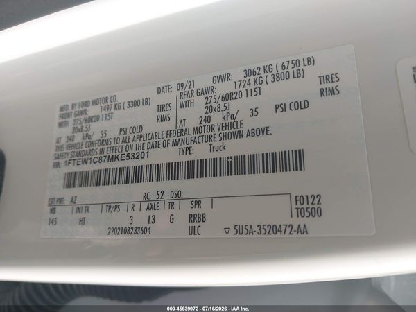 2021 FORD F-150 LARIAT