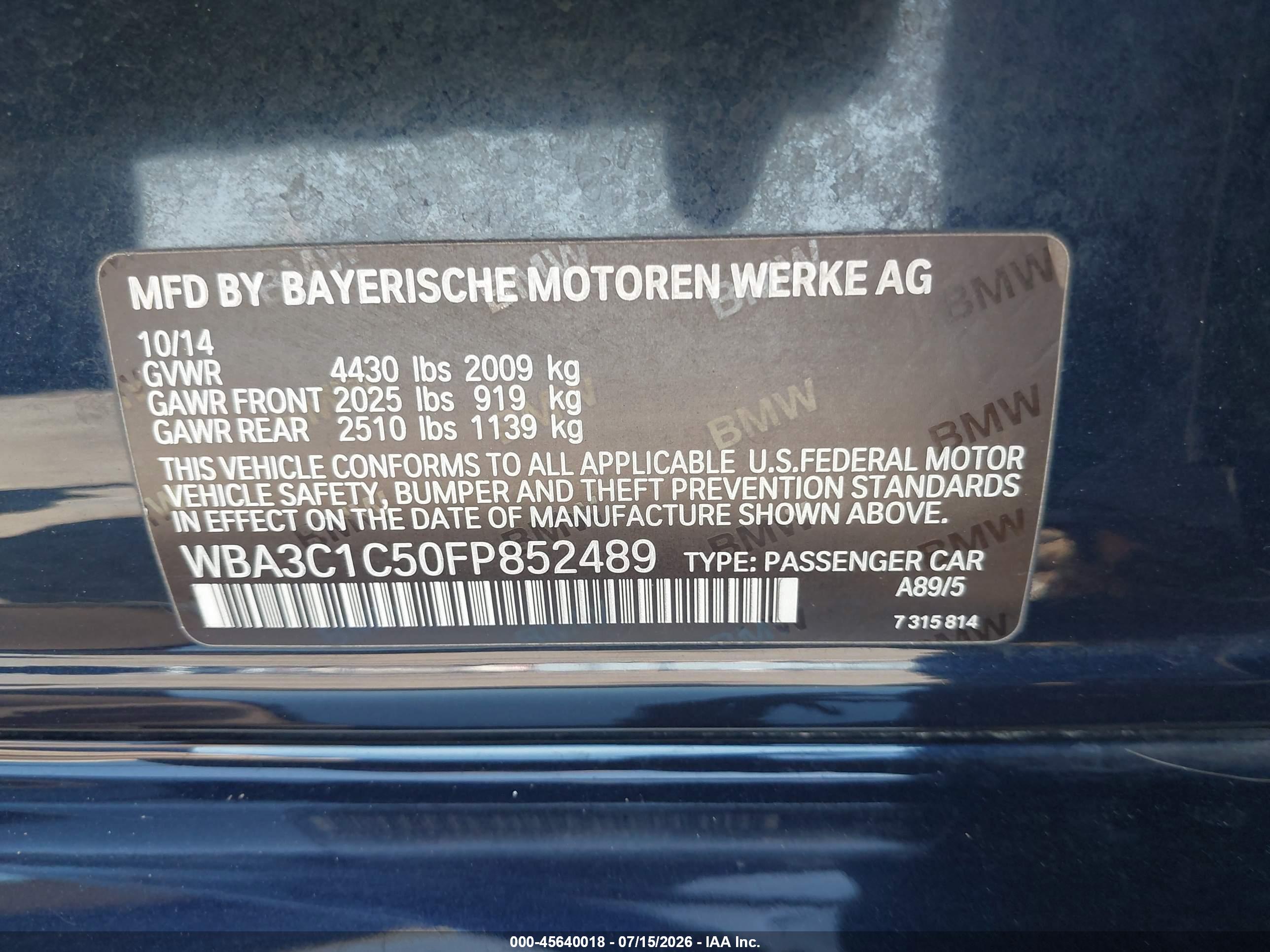 2015 BMW 328I