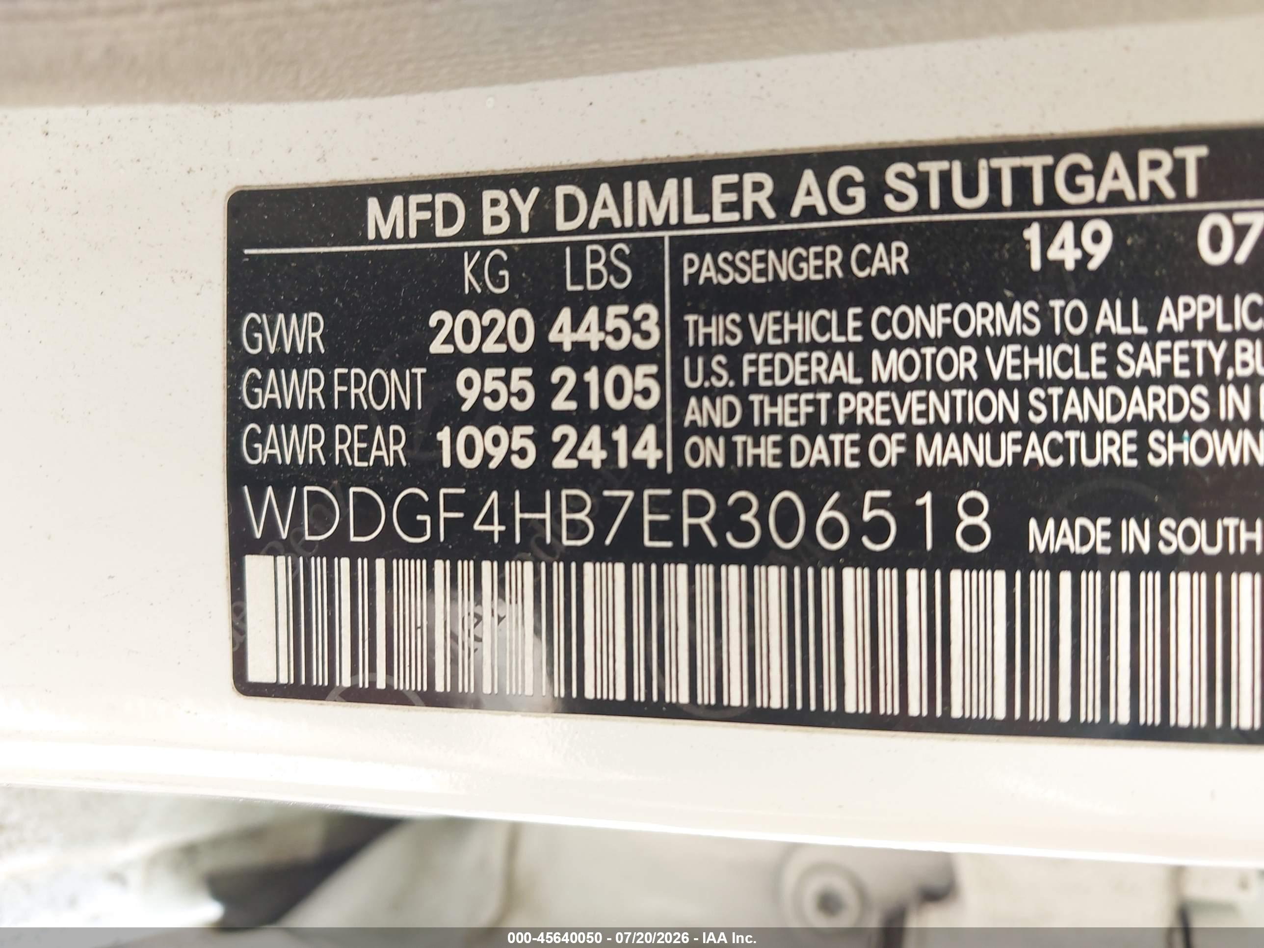 2014 MERCEDES-BENZ C 250 SPORT