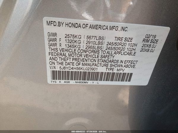 2019 ACURA MDX TECH PKG