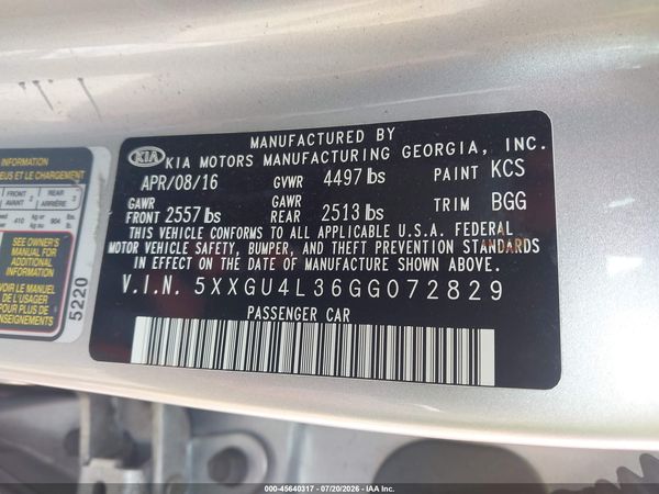 2016 KIA OPTIMA EX
