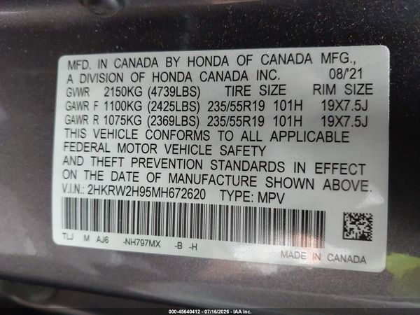 2021 HONDA CR-V AWD TOURING