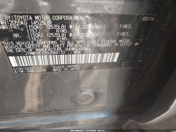 2016 TOYOTA RAV4 XLE