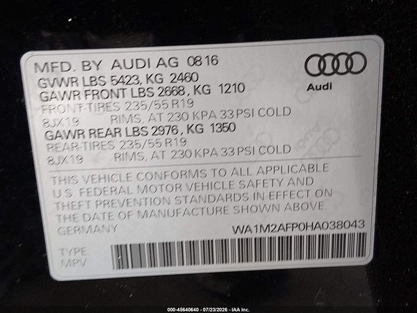 2017 AUDI Q5 2.0T PREMIUM