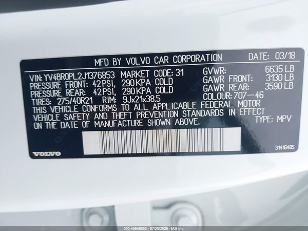 2018 VOLVO XC90 HYBRID T8 INSCRIPTION