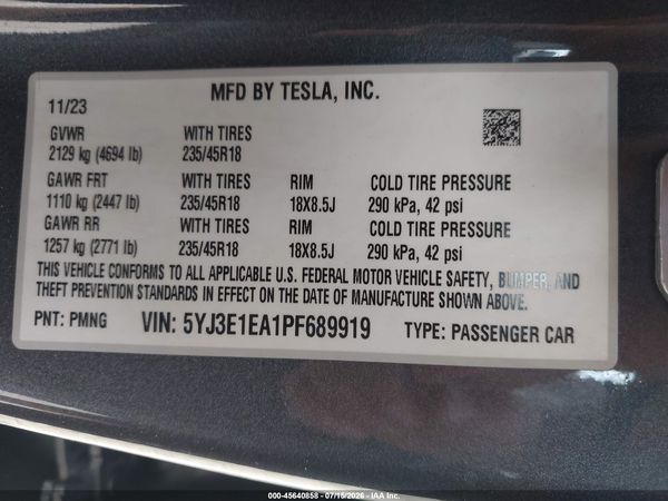 2023 TESLA MODEL 3 REAR-WHEEL DRIVE