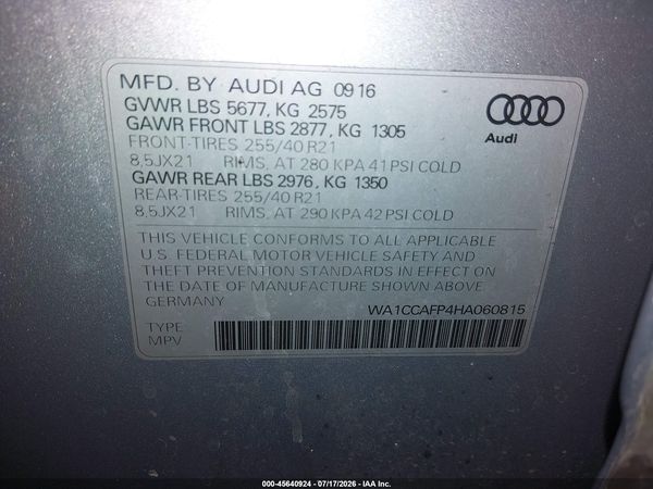 2017 AUDI SQ5 3.0T PREMIUM PLUS