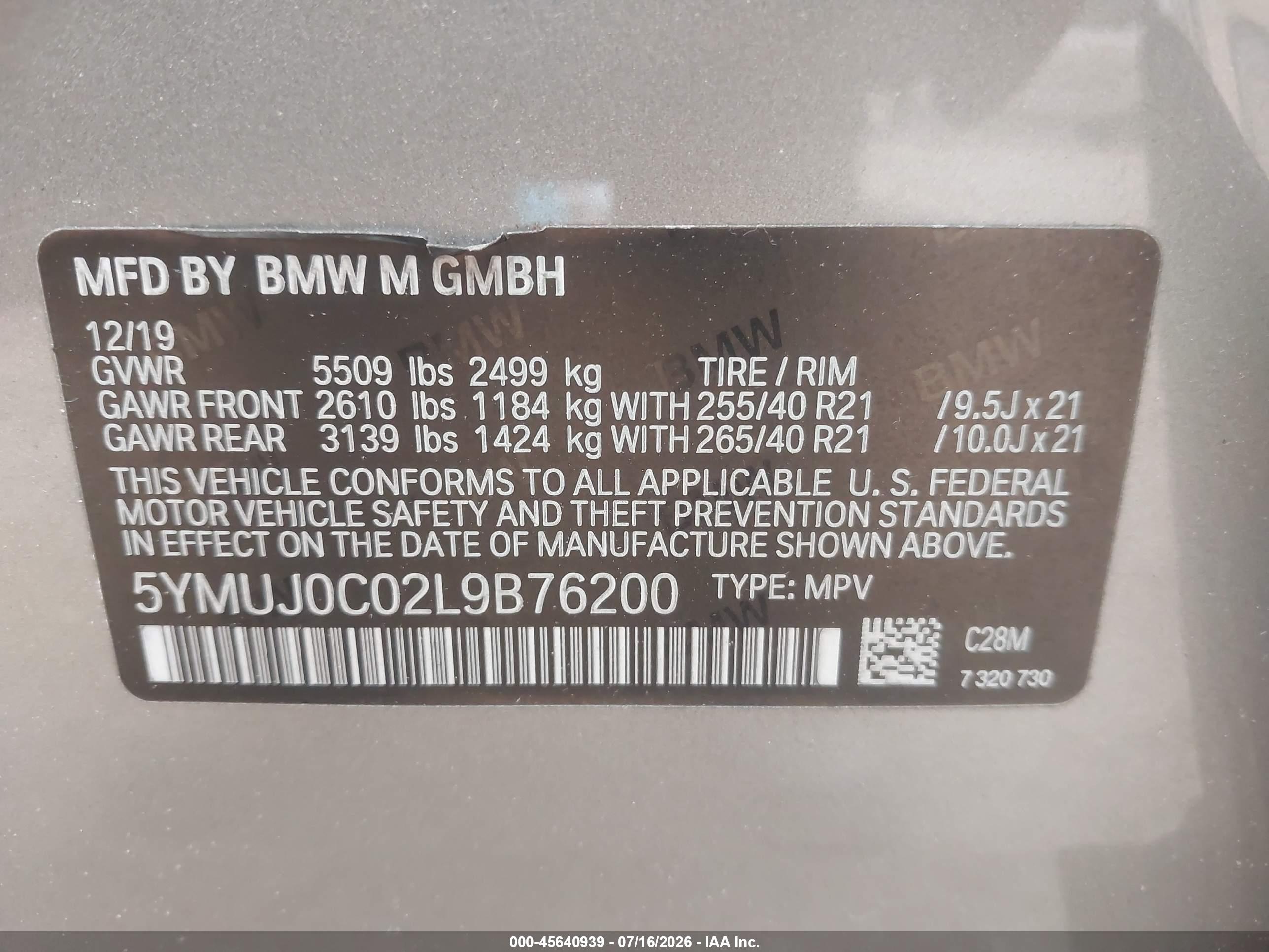 2020 BMW X4 M COMPETITION