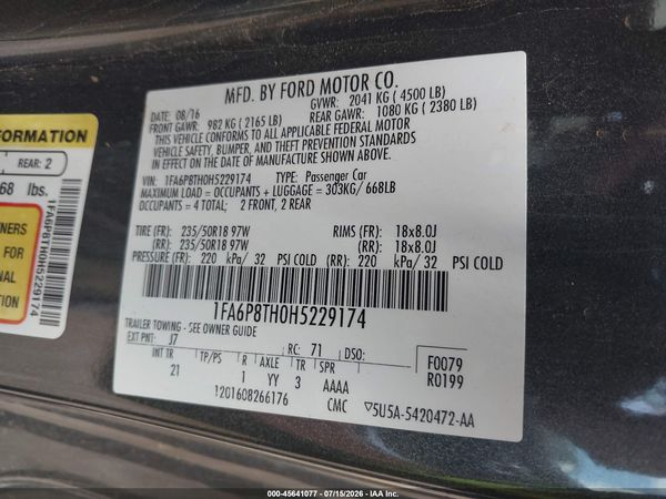 2017 FORD MUSTANG ECOBOOST