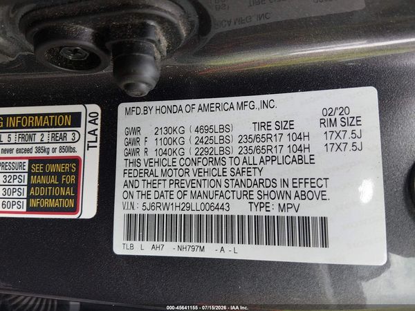 2020 HONDA CR-V 2WD LX