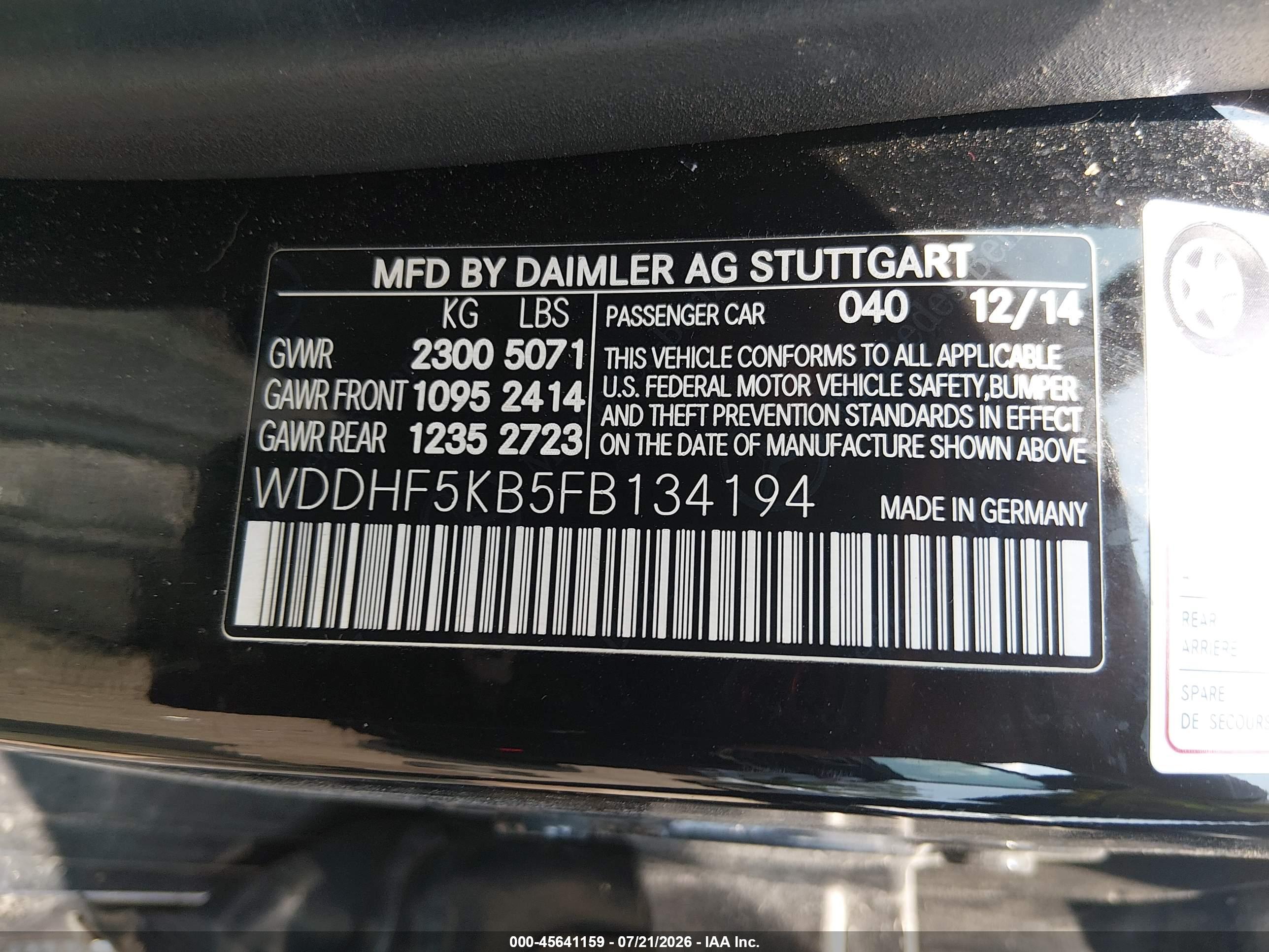 2015 MERCEDES-BENZ E 350 E350