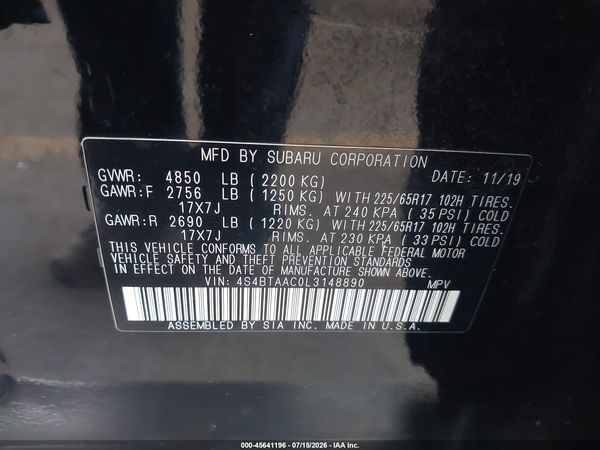 2020 SUBARU OUTBACK Base