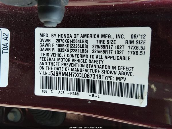 2012 HONDA CR-V EX-L
