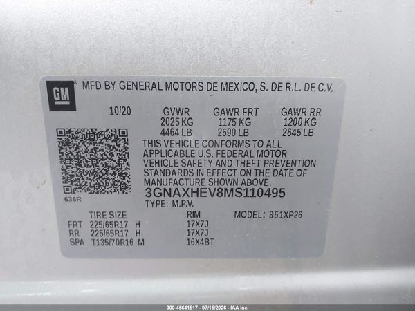 2021 CHEVROLET EQUINOX FWD LS — I9