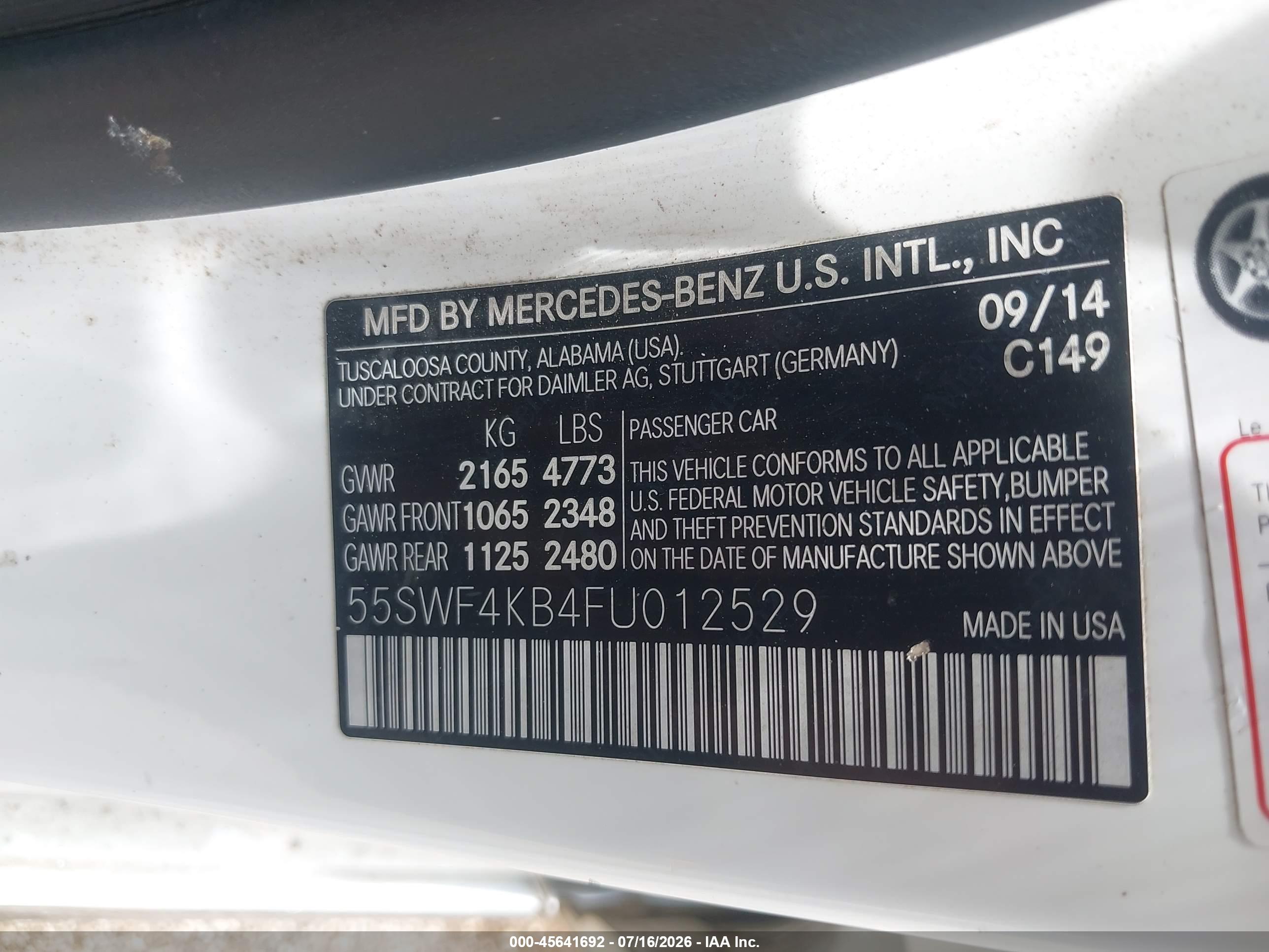 2015 MERCEDES-BENZ C 300 4MATIC