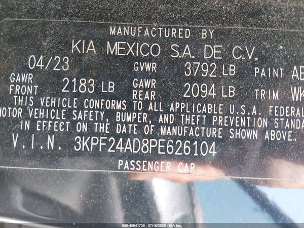 2023 KIA FORTE LXS