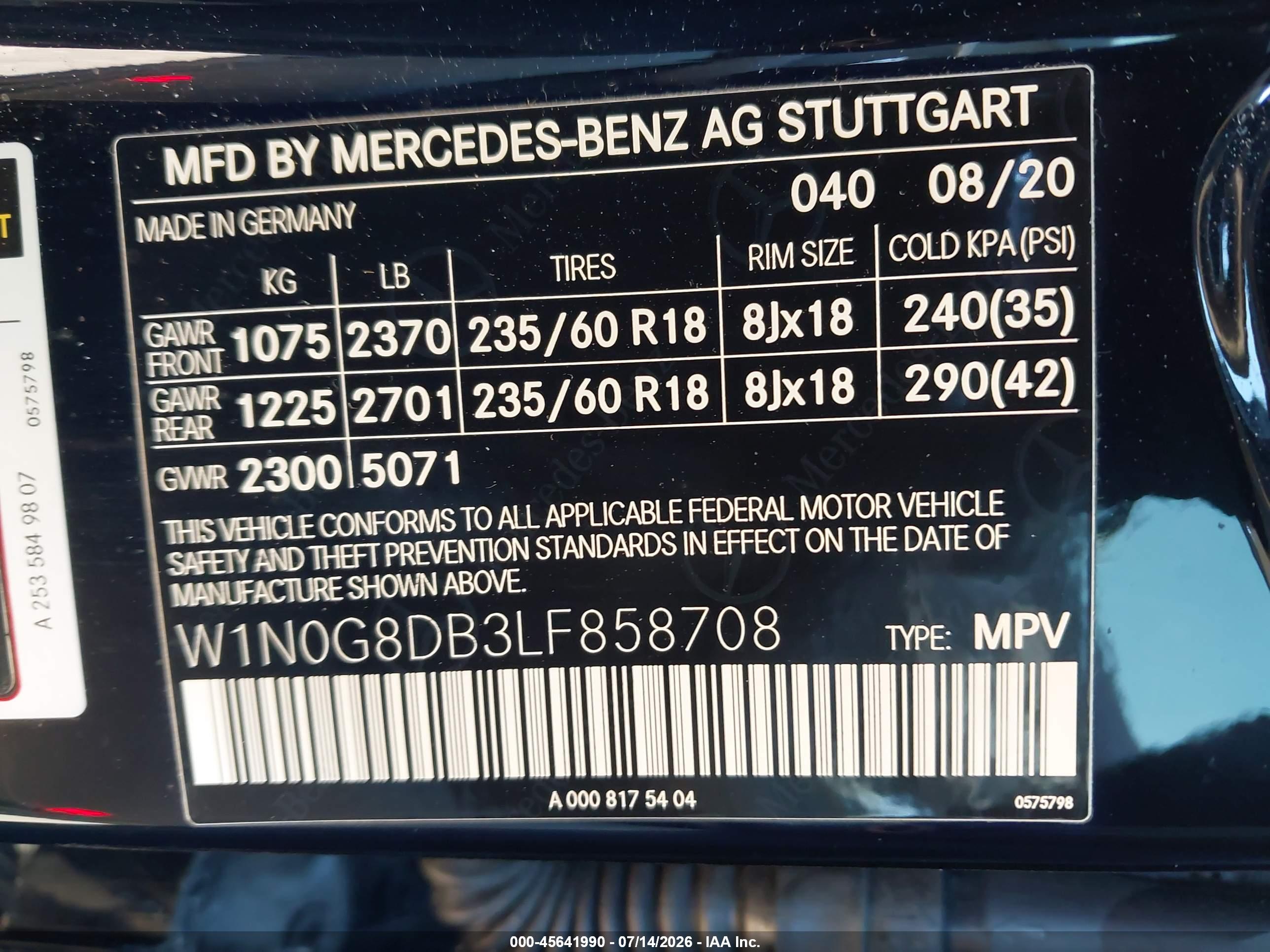 2020 MERCEDES-BENZ GLC 300 GLC300