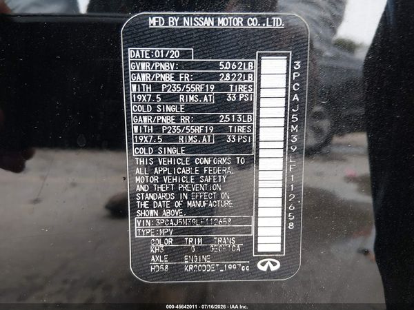 2020 INFINITI QX50 SENSORY AWD