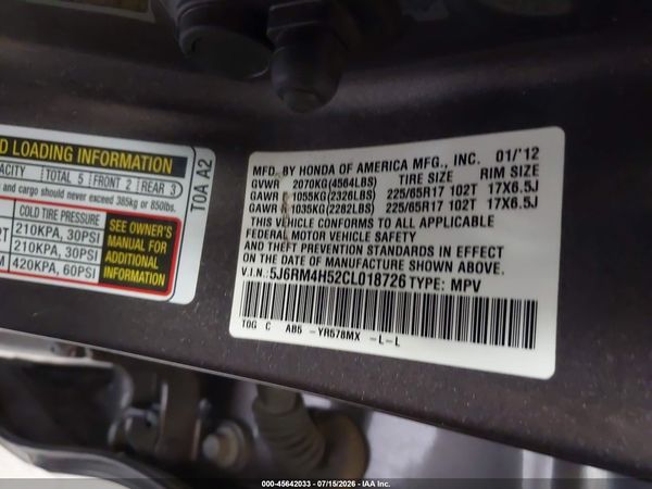 2012 HONDA CR-V EX