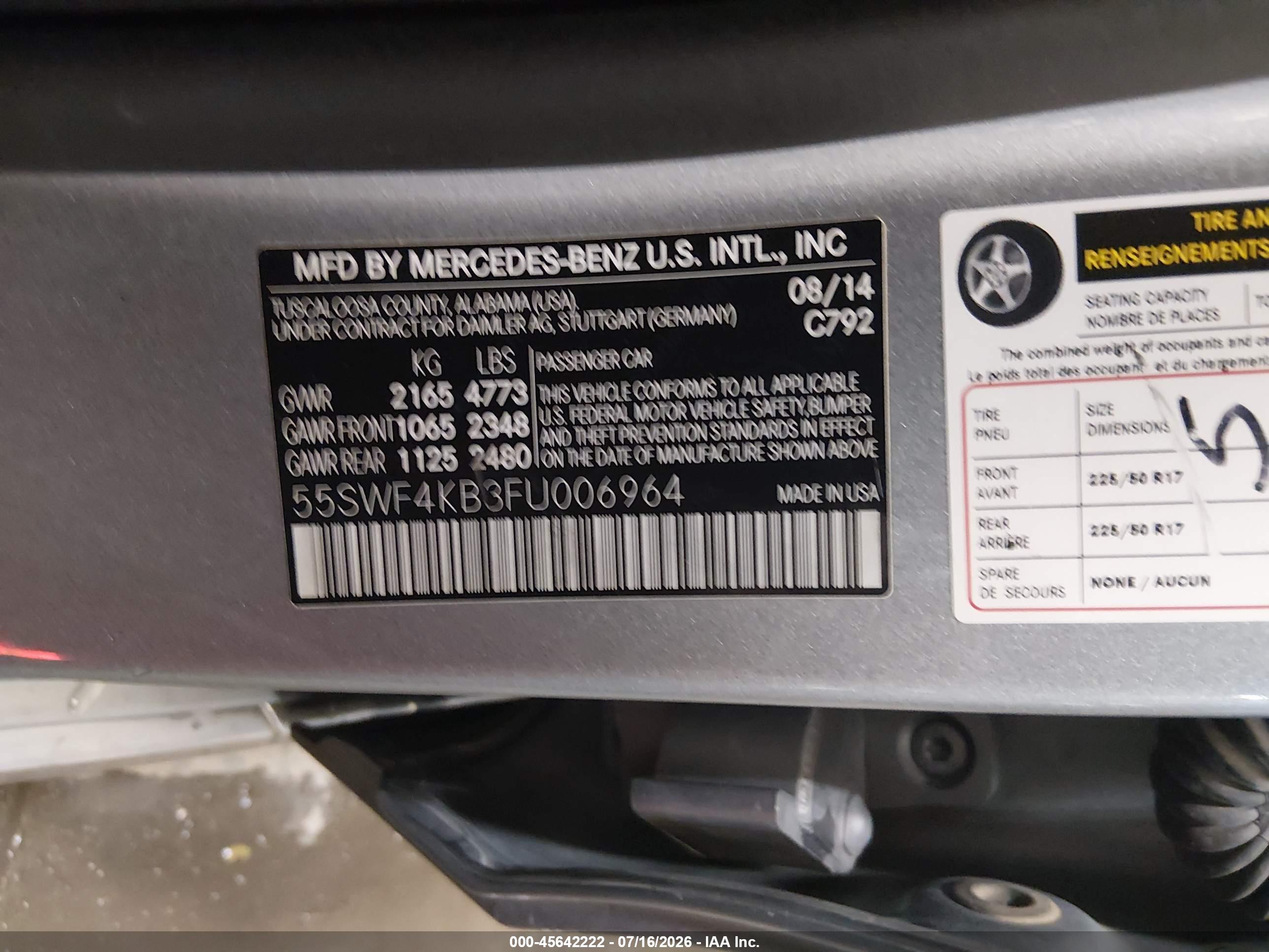 2015 MERCEDES-BENZ C 300 4MATIC