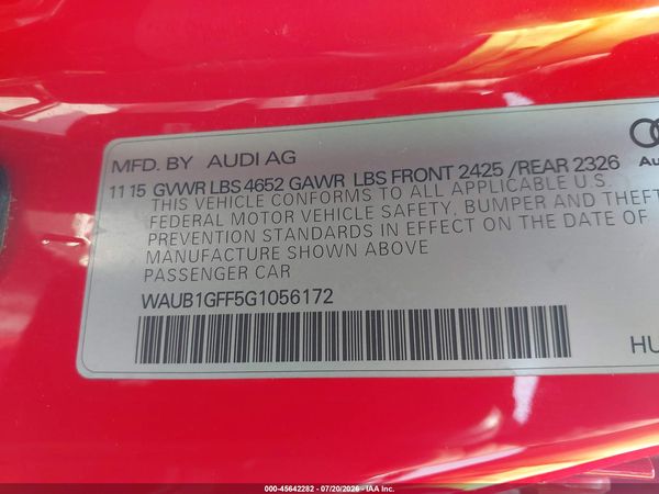 2016 AUDI S3 PREMIUM PLUS