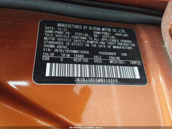 2021 NISSAN ROGUE SPORT SV FWD XTRONIC CVT