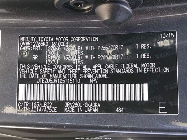 2016 TOYOTA 4RUNNER SR5 PREMIUM