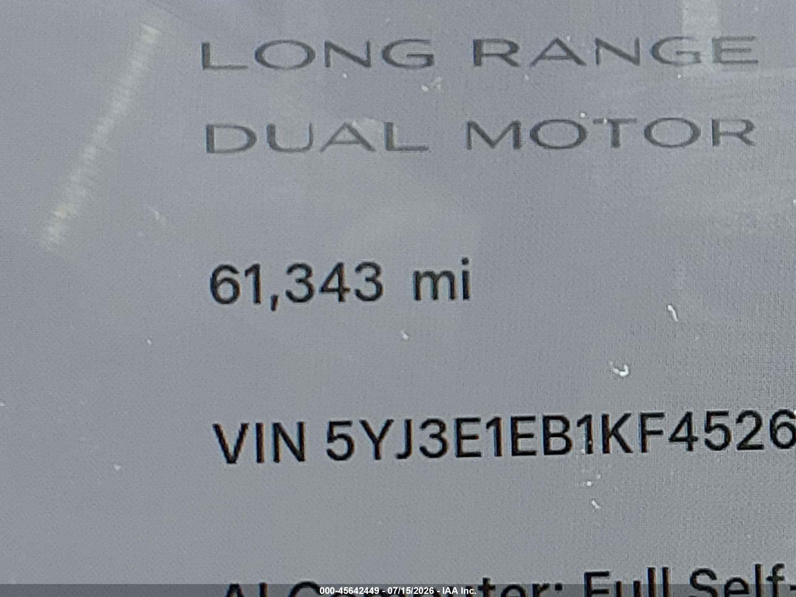 2019 TESLA MODEL 3 LONG RANGE/PERFORMANCE