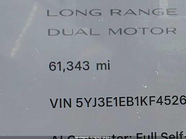 2019 TESLA MODEL 3 LONG RANGE/PERFORMANCE