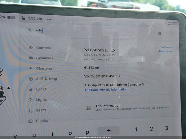 2019 TESLA MODEL 3 LONG RANGE/PERFORMANCE