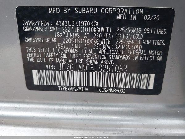 2020 SUBARU CROSSTREK LIMITED