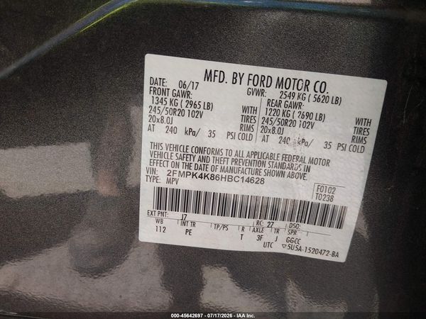 2017 FORD EDGE TITANIUM — I9