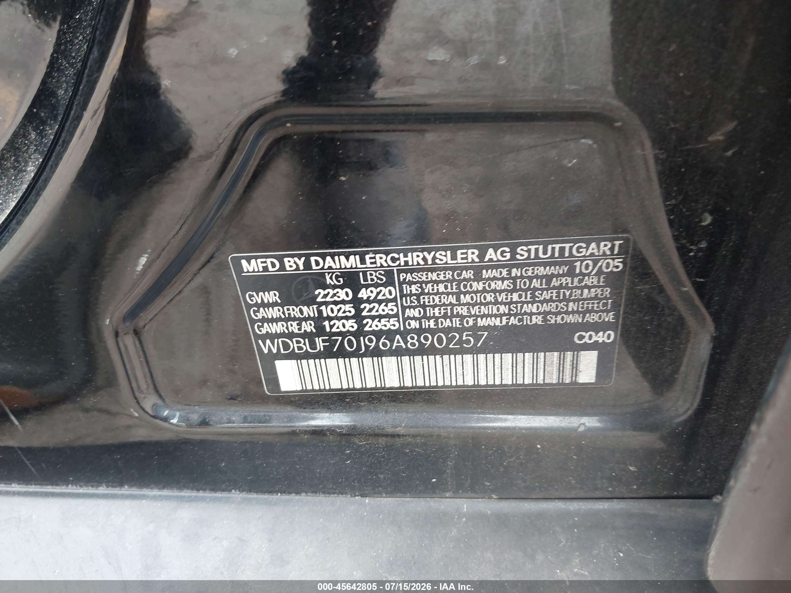 2006 MERCEDES-BENZ E 500 E500