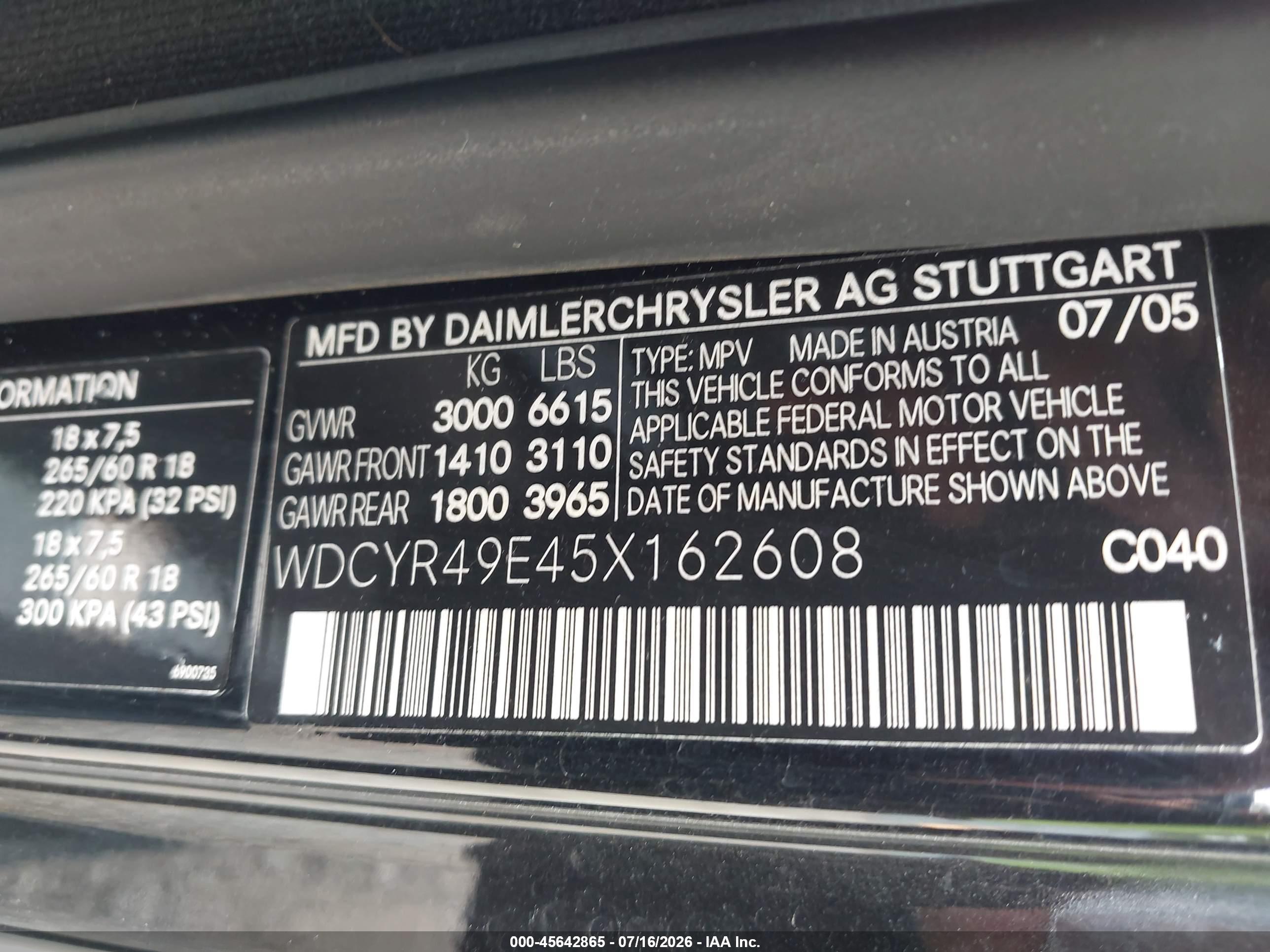 2005 MERCEDES-BENZ G 500 G500