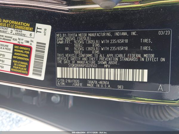 2023 TOYOTA HIGHLANDER LE