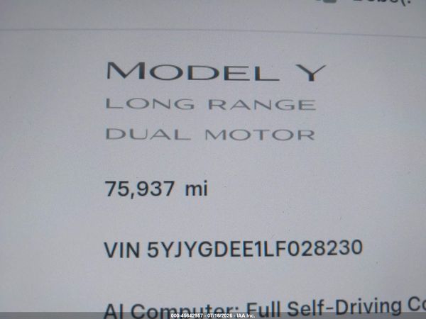 2020 TESLA MODEL Y