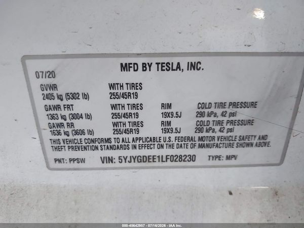 2020 TESLA MODEL Y