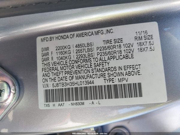 2017 ACURA RDX ACURAWATCH PLUS PACKAGE