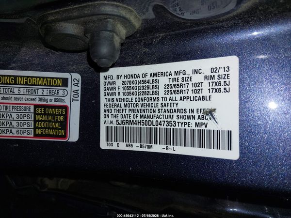 2013 HONDA CR-V EX