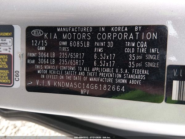 2016 KIA SEDONA L