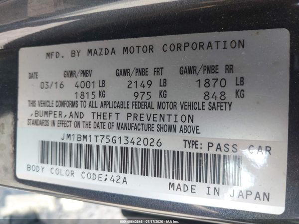2016 MAZDA MAZDA3 SV/Base