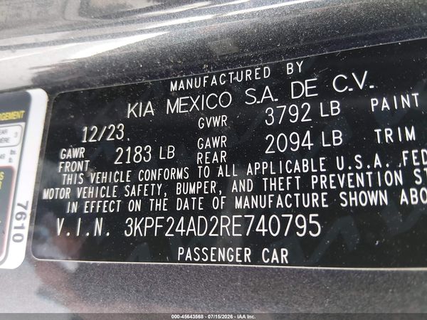 2024 KIA FORTE LXS