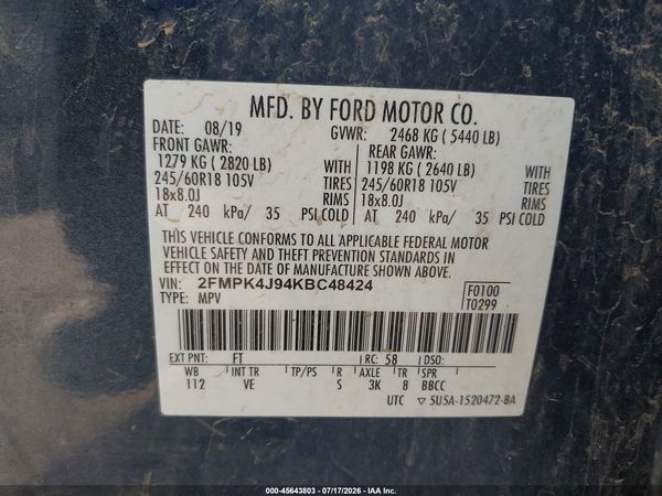 2019 FORD EDGE SEL — I9