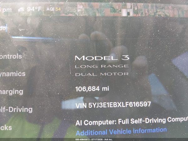 2020 TESLA MODEL 3